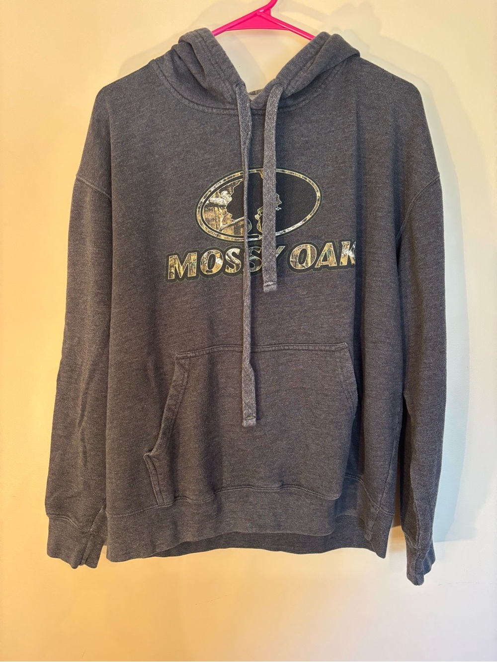 Mossy Oak Dark Gray Pullover Hoodie with Logo